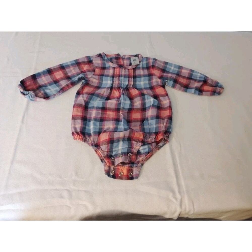 Smocked One Piece 6 Months Plaid Pre Owned Pink Blue